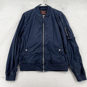 Schott Jacket Men Medium Blue Bomber Flight Military Cotton Twill Utility Pocket
